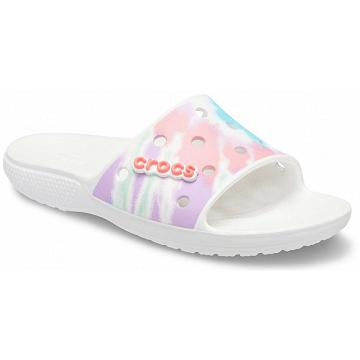 Chanclas Crocs Classic Tie-Dye Graphic Hombre Blancos | Mexico 1275QMAZ